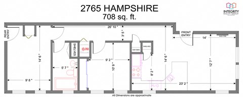 Floor plan for 2 beds, 2 baths, 1171 sqft